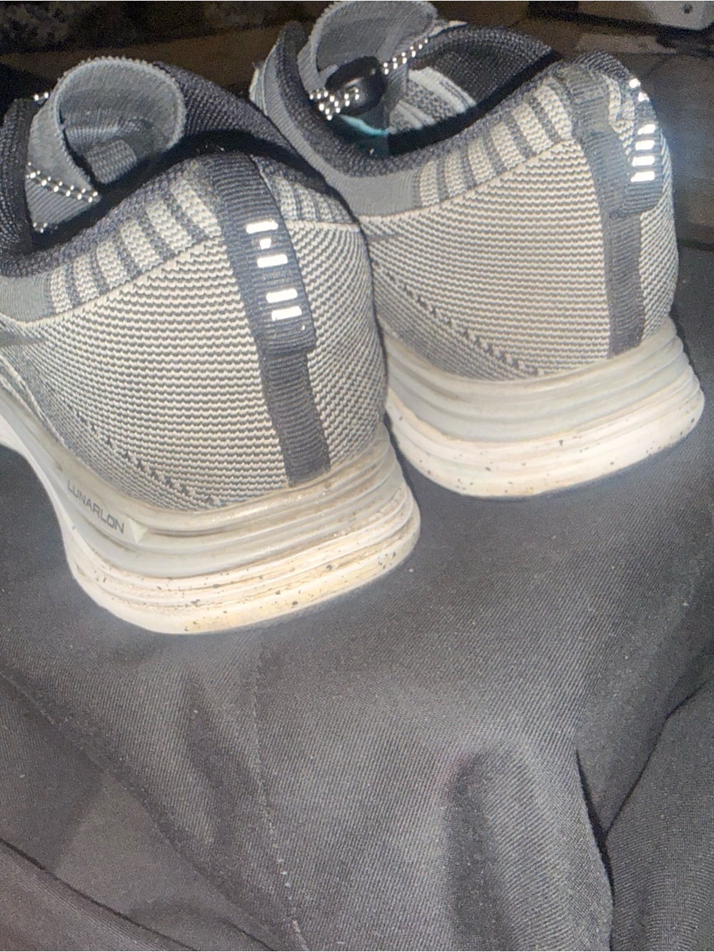 Nike Men's Light Gray Knit Running Sneakers